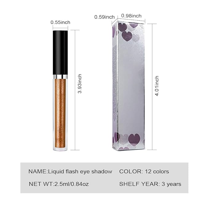SUAKE Liquid Sparkling Glitter Eyeshadow Stick Pack - High Pigment Shimmer Metallic Eye Shadow, Long-Lasting, White Blue Black Gold Purple Bold Colors,Quicking-Dry (5#-Orange, Pack of 1)