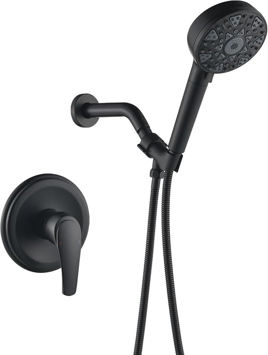 Shower Faucet Set with 7 Functions Handheld Shower Head Filter Shower Combo Set Shower System Shower Trim Kit Matte Black