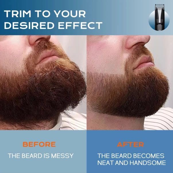 Vacuum Beard Trimmer for Men – Mustache Trimmer with Adjustable Comb - Men's Beard Trimmer Cordless - Beard Trimmer with Vacuum Precision Dial, Low Noise, Waterproof Grooming Kit