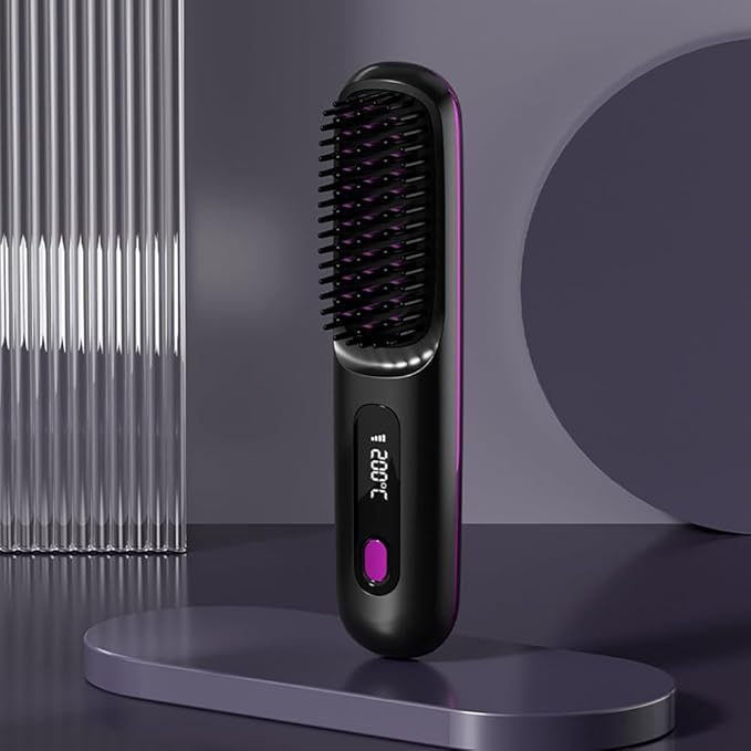 Cordless Hair Straightener Brush 3-in-1: Straightener, Curler & Smoother | Go Brush Pro 2026 with Ionic Anti-Static Technology | 3 Adjustable Heat Settings, USB Rechargeable, for All Hair Types