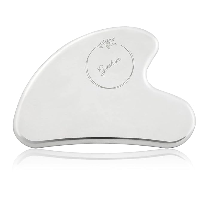 Stainless Steel Gua Sha Facial Tools | Guasha Tool for Face Sculpting, Shaping, Reduce Puffiness, Tension Relief | Metal Gua Sha Body Tool | Silver