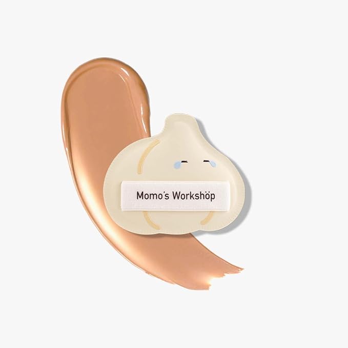 Momo's Workshop Crying Garlic Makeup Sponge 2-Pack, Hydrophilic PU for Sheer Finish, Dry&Wet Use,Pointed Tip for Concealer & Flat Side for Foundation, Flawless Sheer Finish with Travel Case