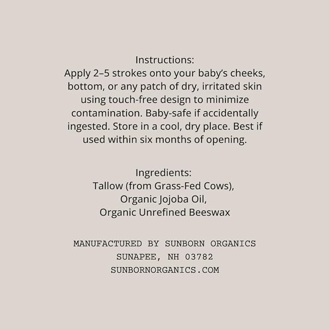 Baby Balm | Baby-Safe Three Natural Ingredient Moisturizing Balm for Babies (Dry Skin, Diaper Rash & Eczema Relief) – Petroleum-Free, Fragrance/Essential Oil-Free, Third-party Lab-tested, All Natural