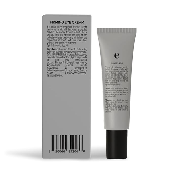 Eliré Korean Firming Eye Cream - Instant Lift and Tightening Treatment - Arginine/Lysine Peptides + Ceramide - Reduces Fine Lines, Wrinkles, Under-Eye Bags - Lightweight, Works Under Makeup - 15ml