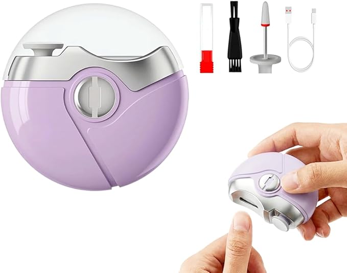 2 in 1 Electric Nail Clippers, 2026 New Polishing Automatic Fingernail Trimmer, 2 Speeds, Quiet Electric Toenail Clippers for Thick Nails, Easy Clip for Seniors, Adults and Men (Purple)