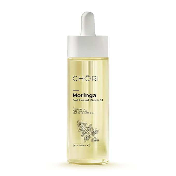 Moringa Cold Pressed Miracle Oil | Hair Growth | Frizz Control | Clear Skin | Rich in Antioxidants & Vitamins | 2 fl oz / 59ml
