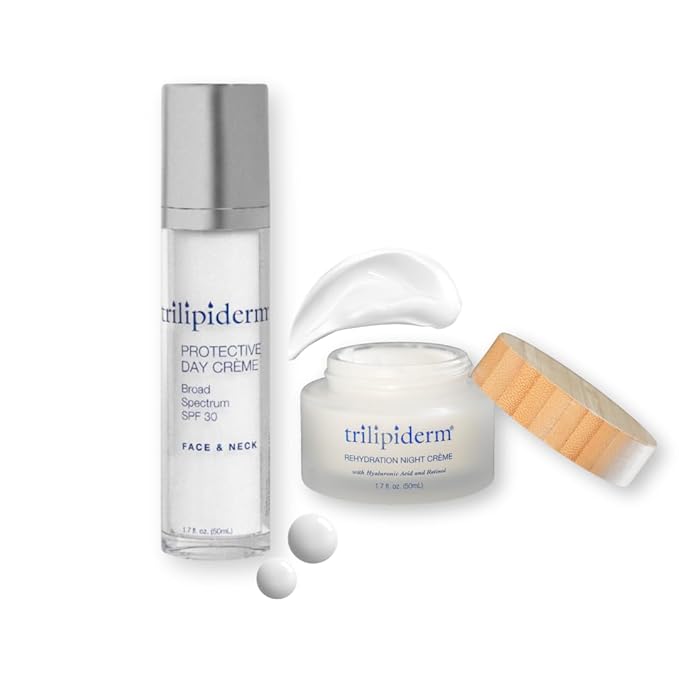 Trilipiderm Sightseer Bundle – Protective Day Cream Broad Spectrum SPF 30 and Rehydration Night Crème Set – Travel Size