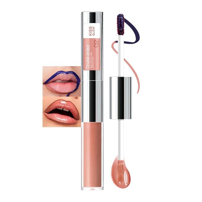 Peel Off Lip Liner & Gloss,Long-Lasting Smudge-Proof Warm Caramel Nude Lip Tint&Lip Stain Liner Hydrating High Shine Gloss for Defined, Fuller Nude Lips Waterproof, Transfer-Proof Soft Glam Lip Makeup