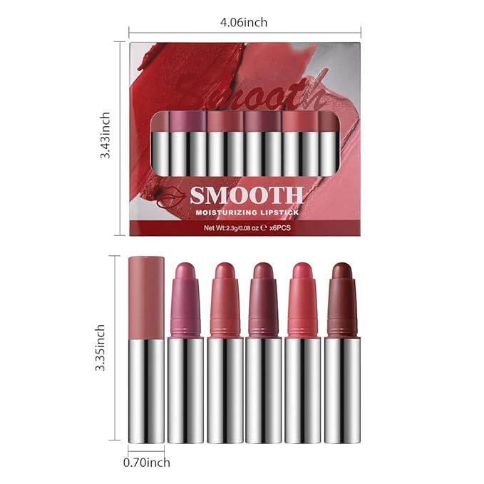 IATMOMOD 6Pcs Long Lasting Matte Lipstick Crayon Set for Women, Waterproof Velvet Lip Liner Pencil, High Pigment Creamy Non-Drying Lip Makeup, Cruelty-free 24H Wear