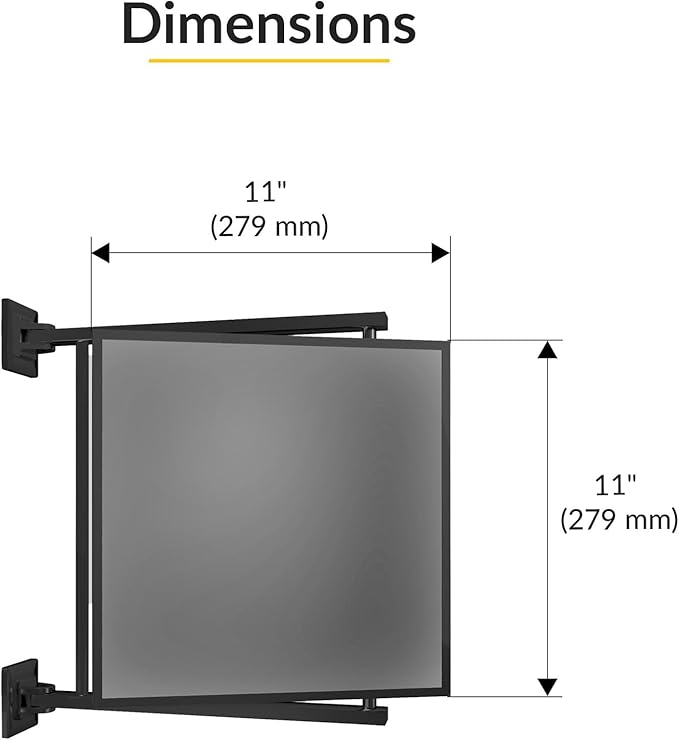BRIXWELL Pivot-N-Vue Double Hinged Mirror Square, Tubular Steel with Silver Brazed Joints, Matte Black Finish, 11" Width x 11" Height, 10" Extendable Arms, Adjustable Wall Mount Bathroom Mirror