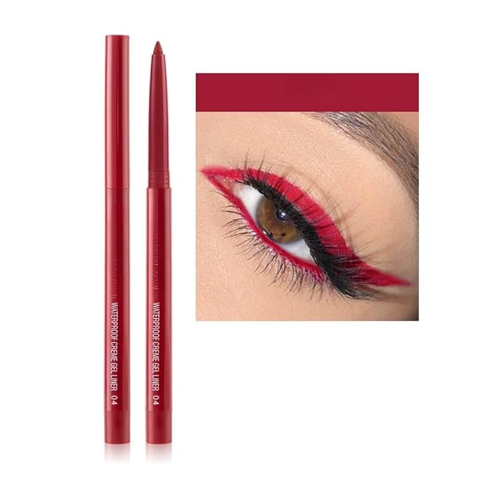 eye liner pencils no budge retractable eyeliner Sharpenable Multi-Use Longwear eyeliner pen Shimmer Red