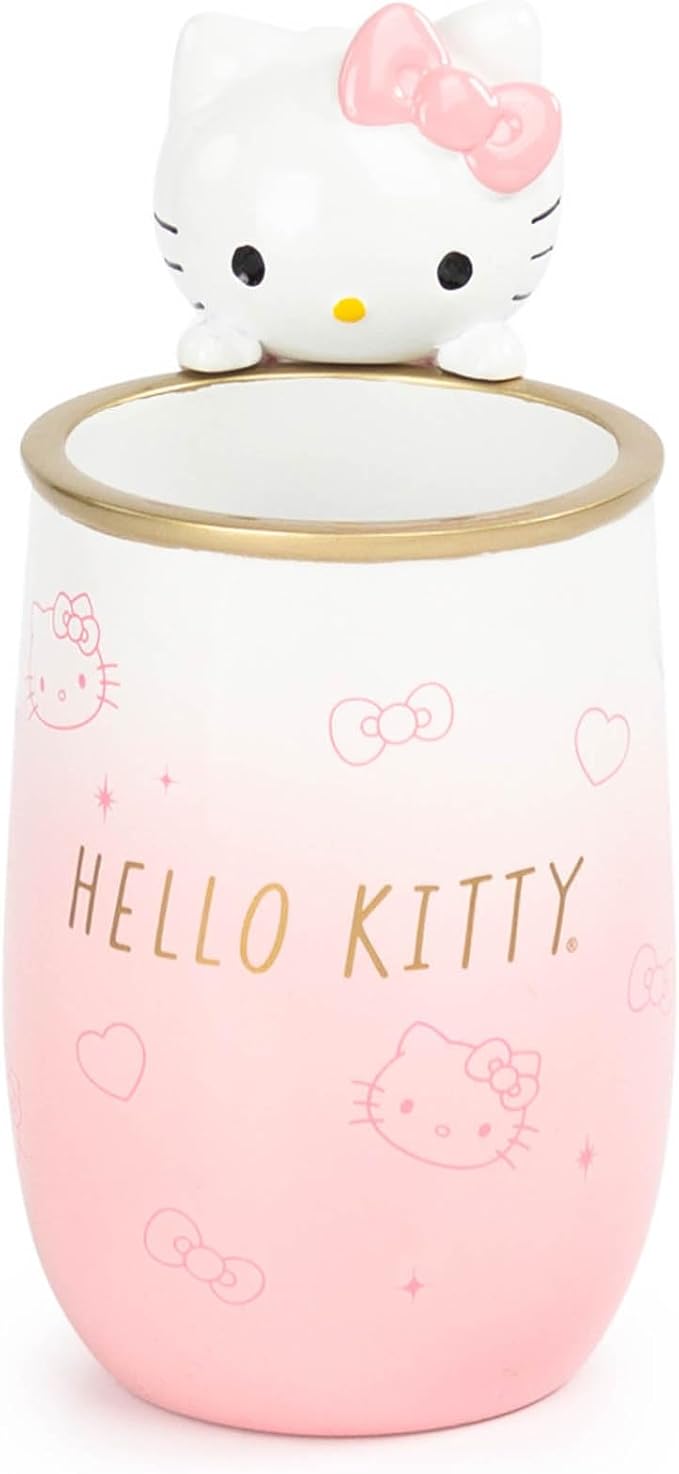 Hello Kitty Tumbler - Pink Resin Toothbrush/Pen Holder - Bathroom Décor