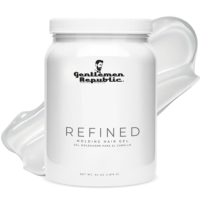 Gentlemen Republic 64oz Refined Hair Gel for Men - Premium Gel For Men Humidity Resistant & Alcohol-Free - All Day Shine and Hold for All Hair Types and Never Flakes - Made in the USA