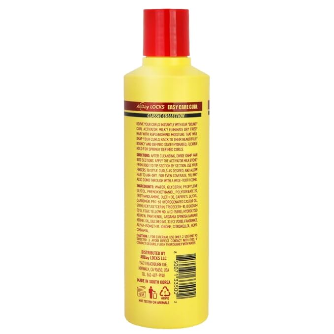 AllDay Locks Classic Easy Care Curl Activator - Activator Product for Curly Hair, Defines & Moisturizes Strands, Milky Cream Product for Men & Women, Easy Curling and Styling - 7.7 oz Bottle