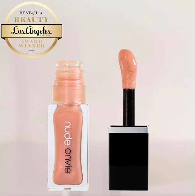 nude envie - Lip Gloss - High-Shine Finish - Moisturizing & Easy Application - Luxury Hydration - Non-Sticky Formula - With Vitamin E & Glycine Soja Oil - Vegan, Paraben-Free & Cruelty-Free - Superb