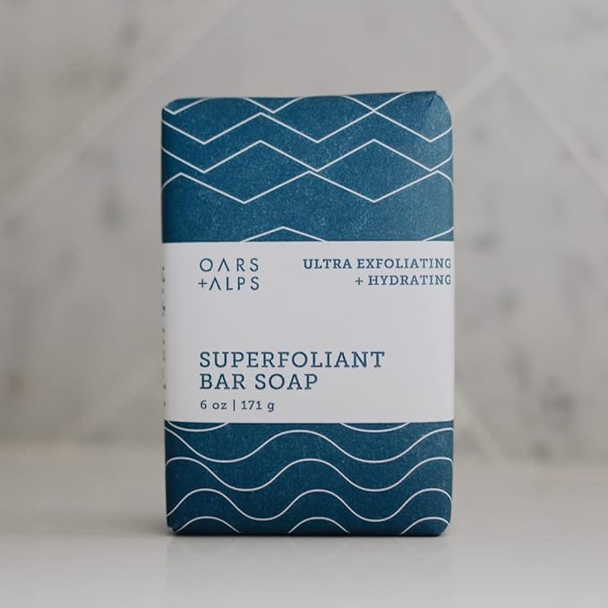 Oars + Alps Eucalyptus Superfoliant Exfoliating Bar Soap for Men, Deep Cleaning & Exfoliating Soap with Jojoba Beads, Made with Clean Ingredients, All Skin Types, Cruelty Free, 3pk, 6oz