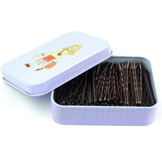 MAORULU Hair Bobby Pins Brown with Cute Case, 200 CT Bobby Pins for Buns, Premium Hair Pins for Kids, Girls and Women, Great Hair Pins for Thick Hair and Thin Hair, 2 Inch (Brown)