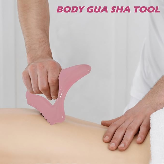 Body Gua Sha Tool for Cellulite Remover Muscle Pain Relief, Lymphatic Drainage Massager for Body Shaping, Muscle Pain Relief Pink