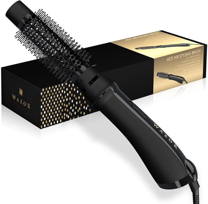 Hot Air Brush for All Hair Types – Ionic Blow Dryer & Styler with Simple 2 Heat/2 Speed Controls, Ceramic Titanium Anti-Frizz Barrel, 1000W Fast Volumizing & Smoothing