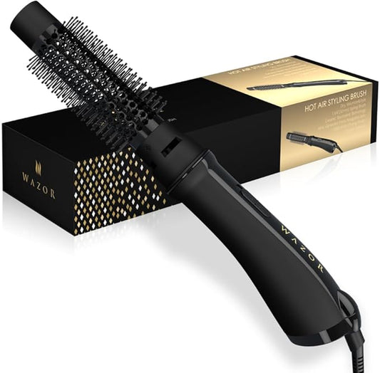 Hot Air Brush for All Hair Types – Ionic Blow Dryer & Styler with Simple 2 Heat/2 Speed Controls, Ceramic Titanium Anti-Frizz Barrel, 1000W Fast Volumizing & Smoothing