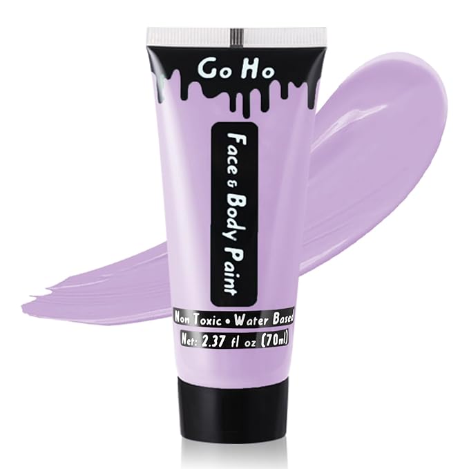 Go Ho Pastel Purple Body Paint Washable(2.37oz/pc),Water Based Cream Lavender Face Body Paint for SFX Cosplay Ursula Costumes Festivals Halloween Makeup