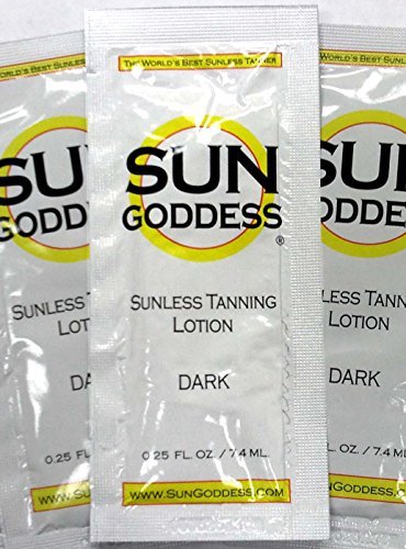 SUN GODDESS - Sunless Self Tanning Lotion - VERY DARK - 8 oz + INCLUDES: Applicator Mitt, Application Gloves, Best Fake Tanner Lotion Mousse Spray Sample – Gorgeous, Natural Looking Tan Lasts 7 Days