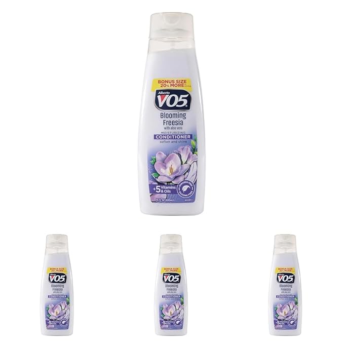 Alberto VO5 Blooming Freesia Revitalizing Conditioner - Hair Conditioner Formulated with Essential Vitamins and Oils - Fresh Floral Fragrance - 15 oz (Pack of 4)
