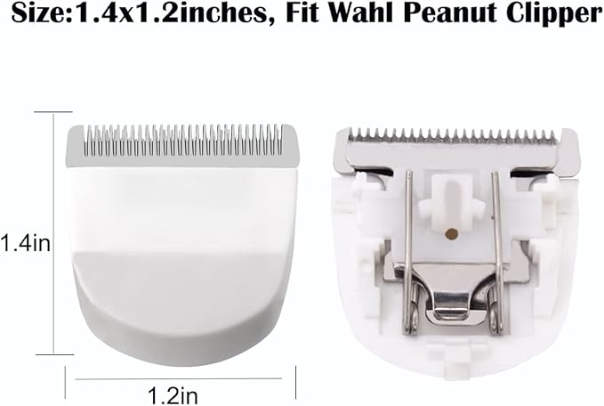 2 Pack Professional Peanut Clipper/Trimmer Snap On Replacement Blades #2068-300 - Compatible with Wahl Peanut Hair Clipper/Trimmer, Black (White 2 Pcs)