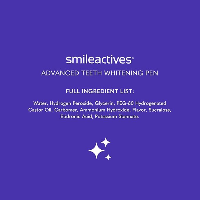 Smileactives Teeth Whitening Pen for White Smile, Fast Tooth Whitener and Stain Remover with Precision Brush Tip, Dental Quality Whitening Gel, Travel Pen, Easy to Use, Vanilla Mint Flavor, 2 Pack