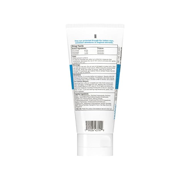 Zealios Sport Performance Original SPF 45 Hybrid Sunscreen 3 oz - Broad Spectrum, Water & Sweat Resistant (80 min) Non-Greasy, 8% Non-Nano Zinc Oxide Lotion for Swimming, Running & Cycling