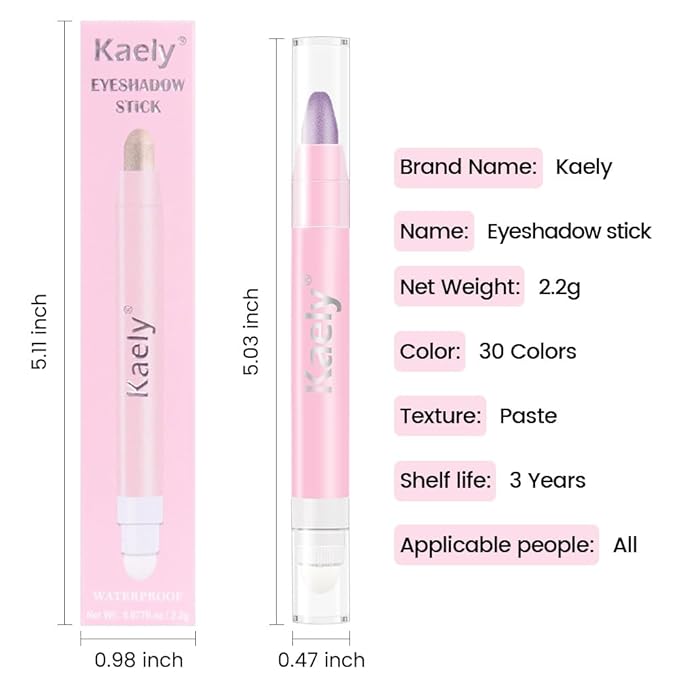 2in1 Shimmer Cream Eye Shadow Stick - Violet, Eyeliner Pencil Eyeshadow Palette Makeup, Waterproof Long Lasting Brightener, Crease Proof & Smudge Resistant, Cream Eyeshadow with Built-in Smudger