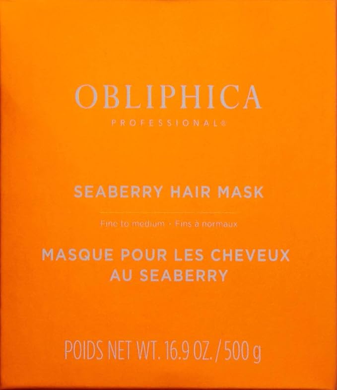 Obliphica Seaberry Hair Mask - Deep Conditioning Hydrating Treatment for Dry and Damaged Hair - Fine, Frizzy, and Color-Treated Hair - 16.9 Ounces (Pack of 1)