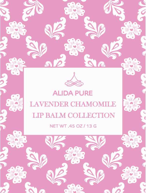 ALIDA PURE Lavender Chamomile Lip Balm Collection, Vegan Set, Beeswax Free, with Organic Jojoba and Avocado Oil, Vitamin E, Natural Moisturizer for Dry, Chapped Lips, 3 Tube Set