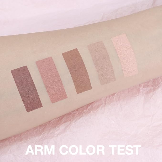 5 Colors Mini Matte Nude Eyeshadow Makeup Palette Pink Brown Taupe Smokey Eye, High Pigment Blendable Contour Soft Neutral Matte Palette for Daily Natural Looks, Mature Eyes, Blue Green Brown Eyes
