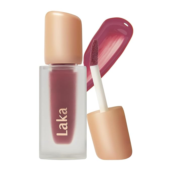 Laka Fruity Glam Tint, 4.5g/0.15oz, Glowing Lip Stain with Wide Color Spectrum, Hydrating & Lightweight Texture, Buildable Color, Non-Sticky, Vegan, K-Beauty (#102 Dewy)