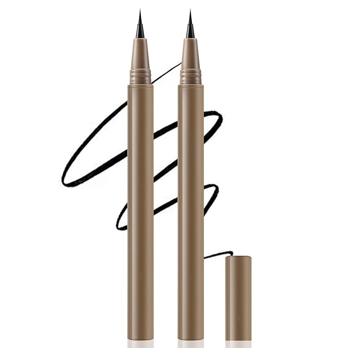Boobeen 2pcs Eyeliner Liquid Liner, Black Eyeliner Pen Waterproof with Ultra-fine tip, Ink Liner Eye Liner Long Lasting, Quick Drying