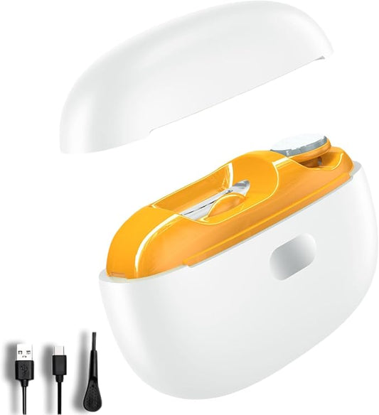 Upgraded 5-in-1 Electric Nail Clipper: LED Light & Dust Collector, USB Rechargeable, 2-Speed Grinder - Safe for Kids, Seniors, Arthritis, Toenails & Fingernails(White)