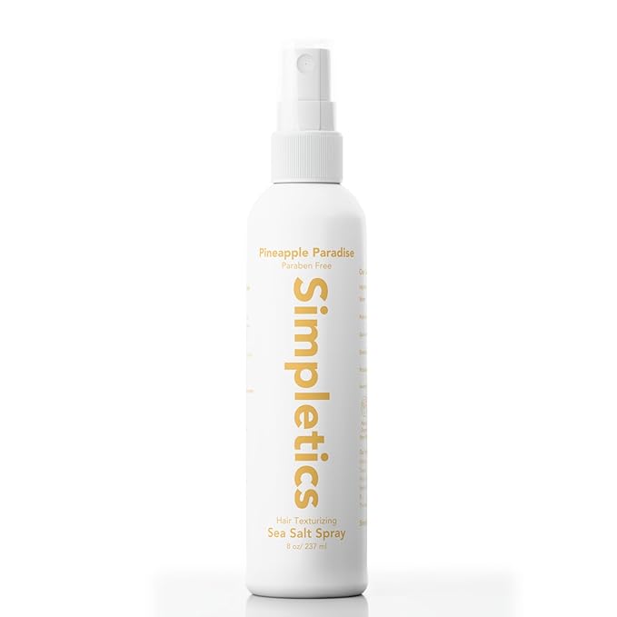 Simpletics Himalayan Sea Salt Hair Spray (Pineapple Scent) – Natural 5-Ingredient Formula for Beach Waves & Volume – Light Hold, Non-Greasy, Paraben & Sulfate Free – Unisex 8 fl oz