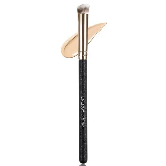 ENERGY Small Concealer Brush Mini Flat Angled Kabuki for Under Eye Concealing Blending with Powder Liquid Cream Make Up Appllicator Soft Vegan Makeup Brush