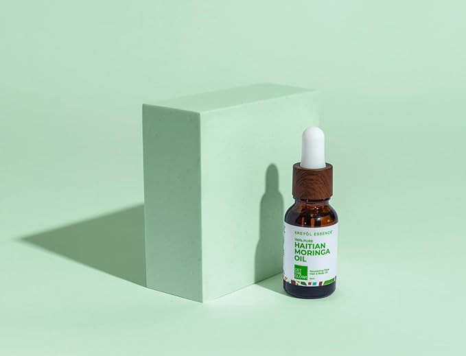Kreyol Essence - Haitian Moringa Oil 15 Ml - For Face, Hair and Body, 40 Antioxidants, Behenic, Oleic Acid and Vitamin C, For All Skin Types, Natural Ingredients