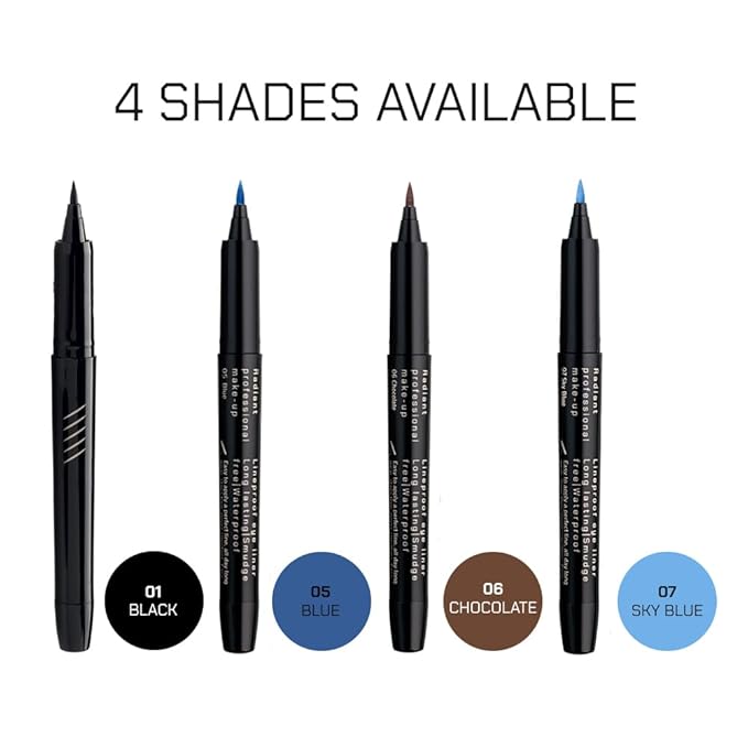 Radiant Professional Lineproof Eye Line - Pen Eyeliner with Flexible Tip Pen for a Long Lasting and Precise Outline - Smudge-Proof, Waterproof Liquid Eyeliner For Intense Color (07 SKY BLUE)