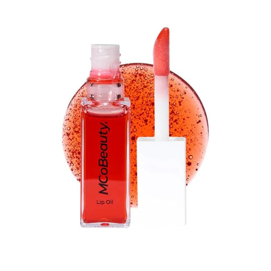 MCoBeauty - Lip Oil Hydrating Treatment - Sheer Red - Moisturizing Jojoba Oil Lip Gloss - Juicy High-Shine Tinted Lip Glaze for Dry Lips with Doe-Foot Applicator - Cruelty Free Lip Care