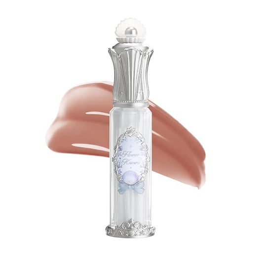 Flower Knows Shell's Jewel Nourishing Lip Glaze,Hydrating Taupe Nude Lip Gloss with Hyaluronic,Moisturizing Plumping Oil,Non-Sticky,0.16 Fl.Oz(P08 Coconut Latte)