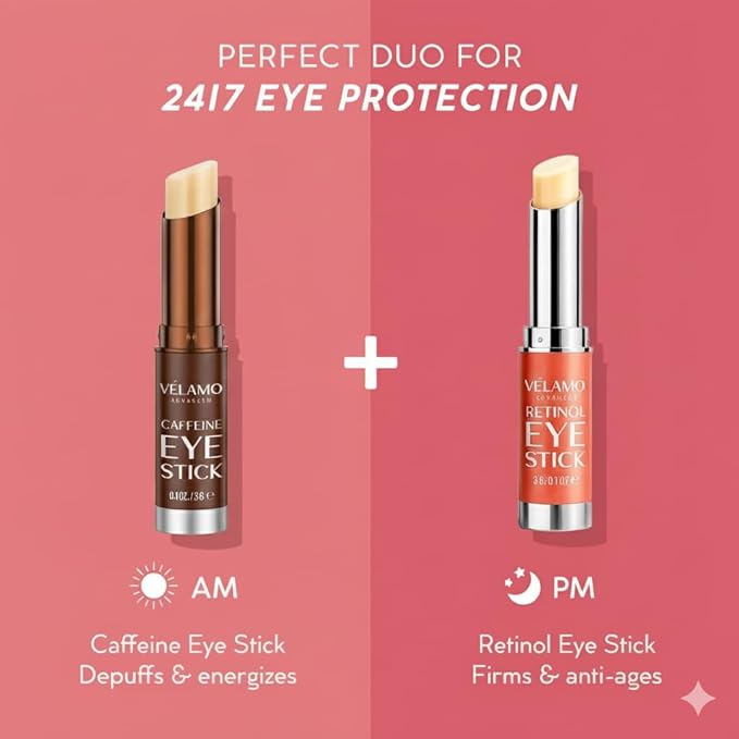 VELAMO ADVANCED Retinol Eye Stick: Renewing & Firming Under Eye Balm for Dark Circles, Puffiness, Fine Lines & Wrinkles - Travel Essentials, Portable & Perfect for On-the-go Use, 0.1 OZ/3g