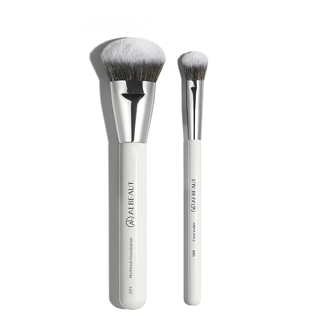 Albeaut Foundation Concealer Makeup Brushes for Liquid Cream Stick,Soft Big Angled Face Brushes Bronzer Contour Nose Eyeshadow Blending Set (189201)