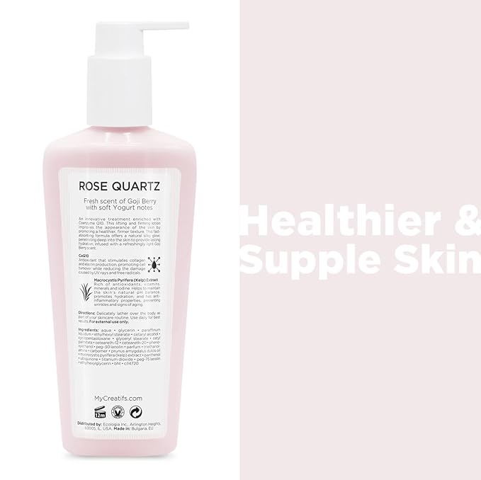 Cosmétiques Créatifs Rose Quartz Body Lotion with CoQ10, Kelp Extract and Hydrating Antioxidants, 8.5 fl. oz.
