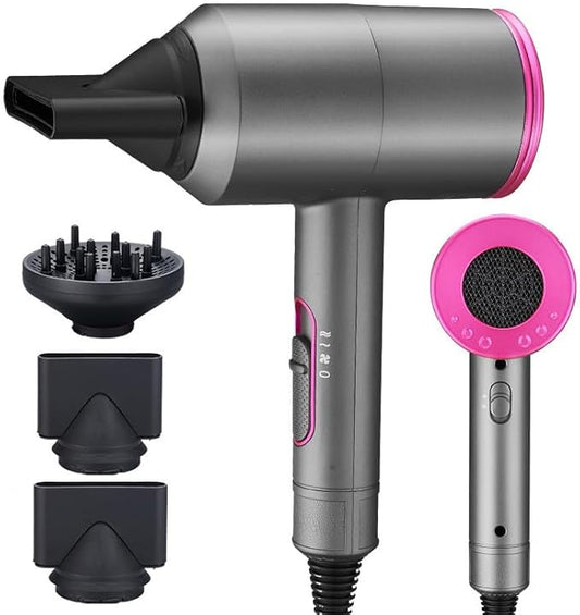 Ionic Hair Dryer, 1800W Fast Drying, Low Noise Hair Dryer with Diffuser and 2 Concentrator Nozzles for Home, Salon & Travel