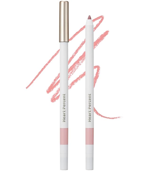 Heart Percent Dote On Mood Lip Pencil Slim, Defines and Fills Creamy Lip Liner Retractable Lipstick Pencil with Built-In Sharpener, #02. Creamy Pink