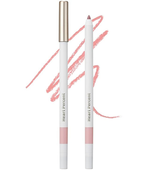 Heart Percent Dote On Mood Lip Pencil Slim, Defines and Fills Creamy Lip Liner Retractable Lipstick Pencil with Built-In Sharpener, #02. Creamy Pink