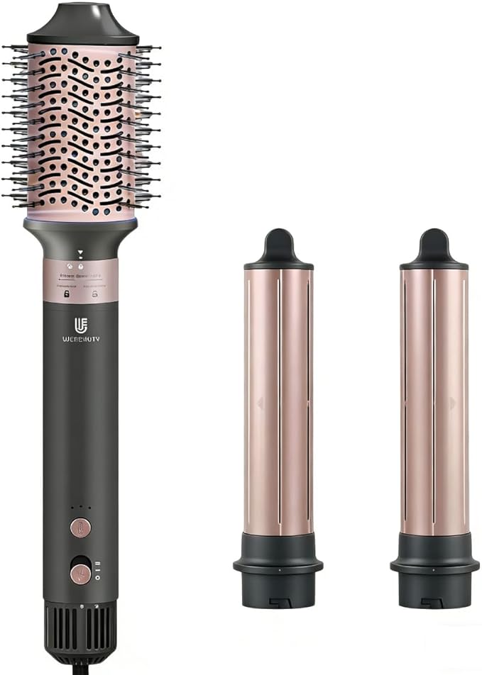 Webeauty Hot Air Styler, Blow Dryer Brush, Auto Hair Wrap Curling Irons Hot Air Brush Negative Ionic Airflow Hair Curlers, Multi Styler for Volumizing, Straight, Wavy, Curly Hair, Black